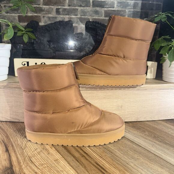 $475 Gia Borghini Women Brown Luna Quilted Puffy Ankle Boot Shoe US 7.5 Spacey - Picture 1 of 11